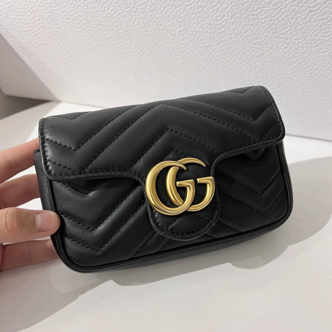 99新 GUCCI/古驰 蓝总专场/黑金mini marmont链条包