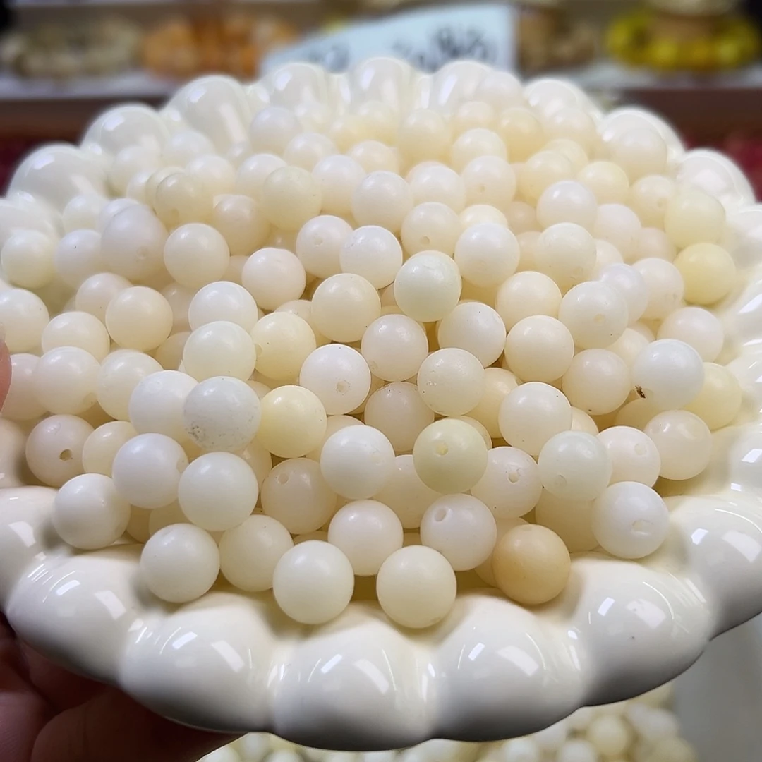 菩提根/象牙果手串微瑕卡10奶白圆200颗