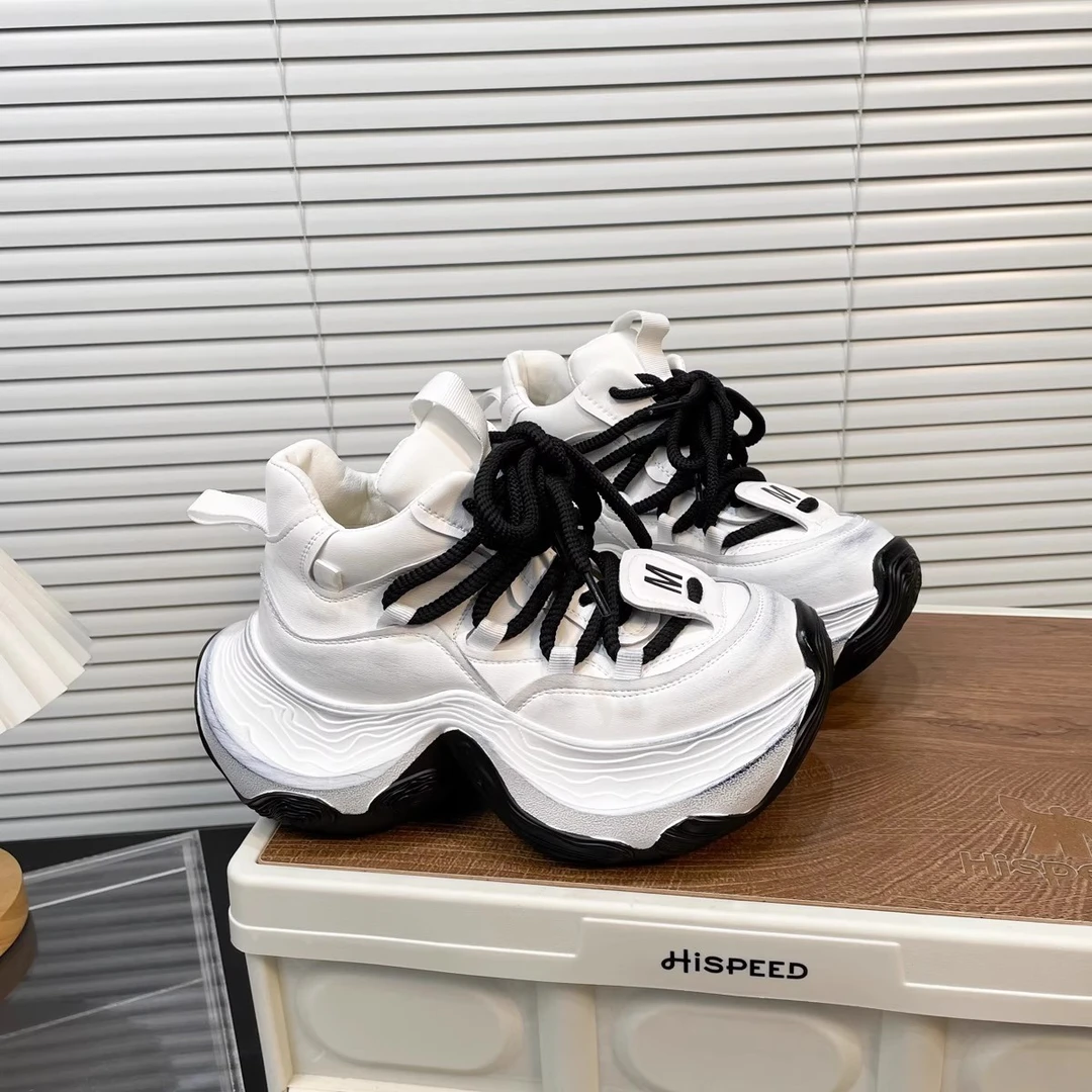 真皮厚底小个子增高7cm老爹鞋女2025秋季新款休闲运动鞋