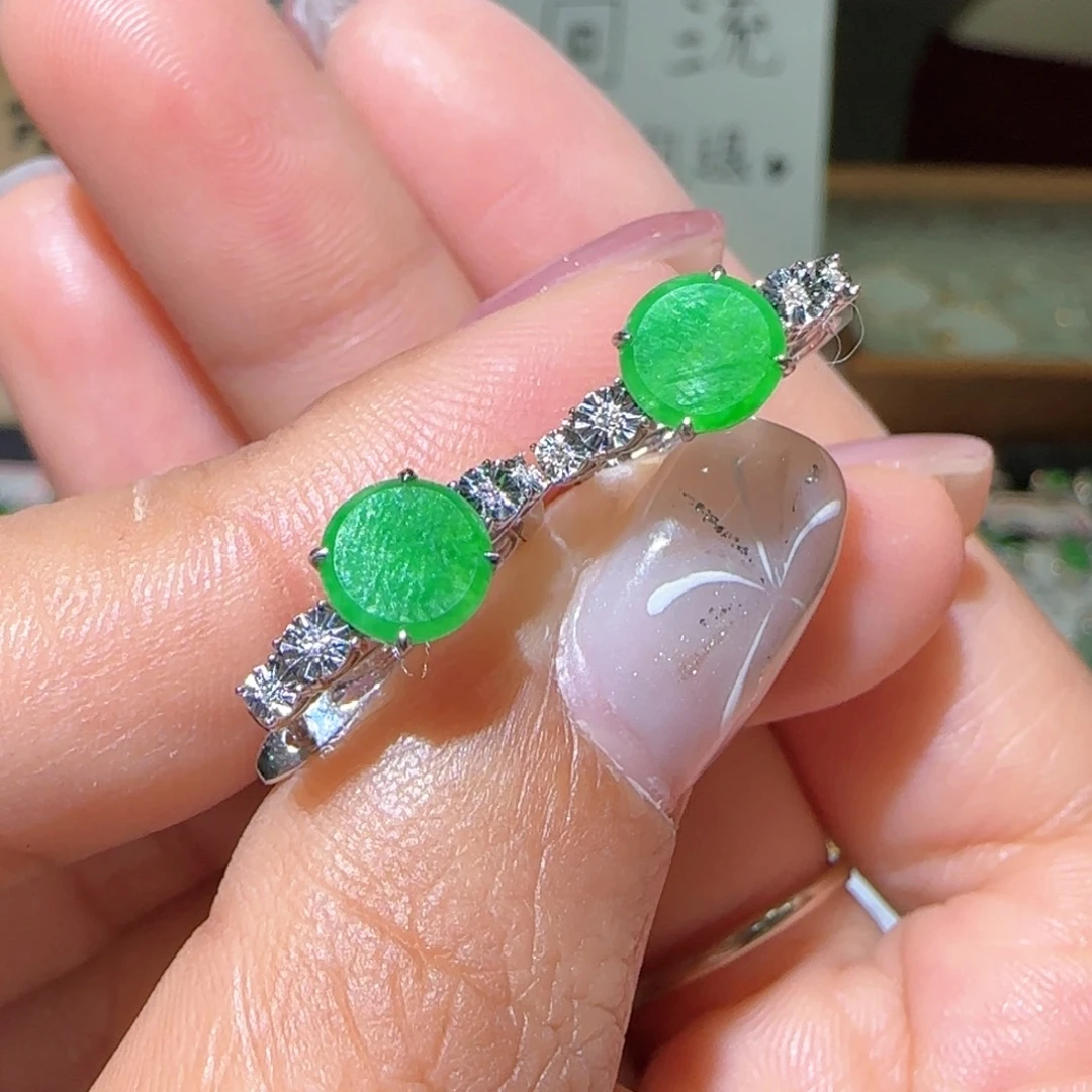 【闪购商品】翡翠耳饰18K金镶嵌缅甸