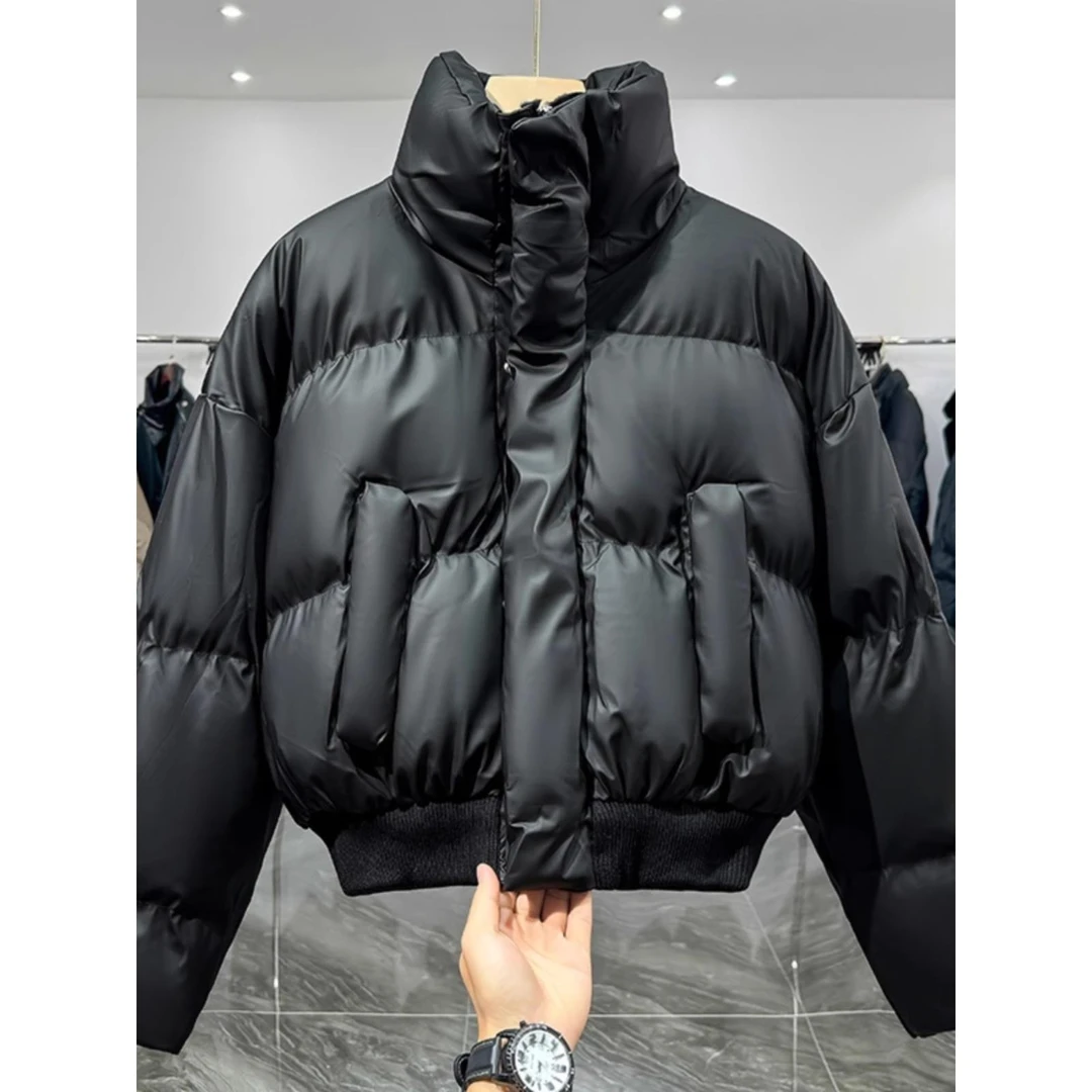 【TQUX官方正品】轻奢爆款上衣黑色立领棉服男款冬季加厚保暖PU皮