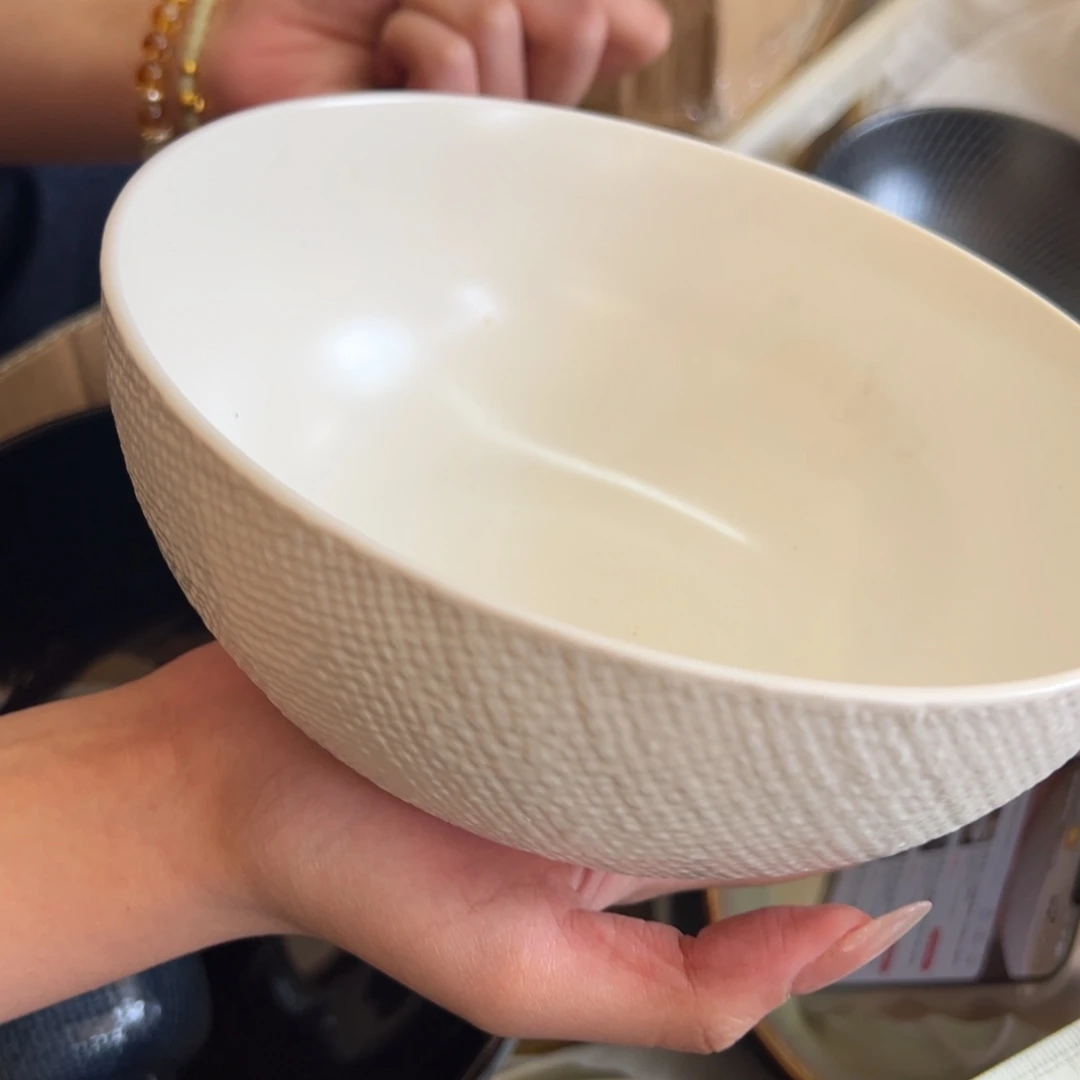 新骨瓷111瑕疵慎拍哑光白 麻布纹 7.25寸 面碗 全标