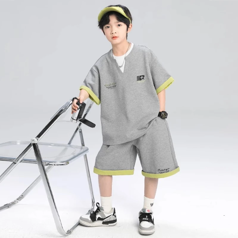 MK&UR.BV男童夏季套装2025新款夏装短袖中大儿童痞帅炸街男童套装