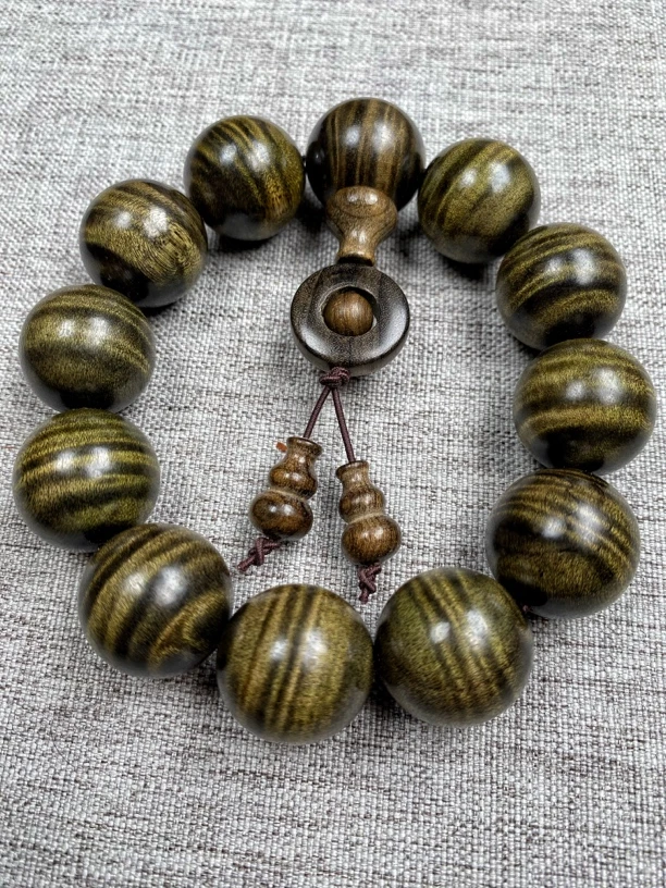 J020金丝楠木手串2.0规格满水波纹 阴沉木男女款