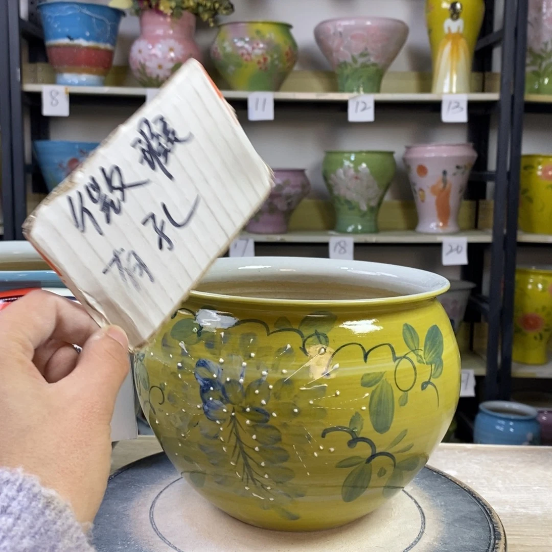 景德镇手工手绘陶瓷花盆