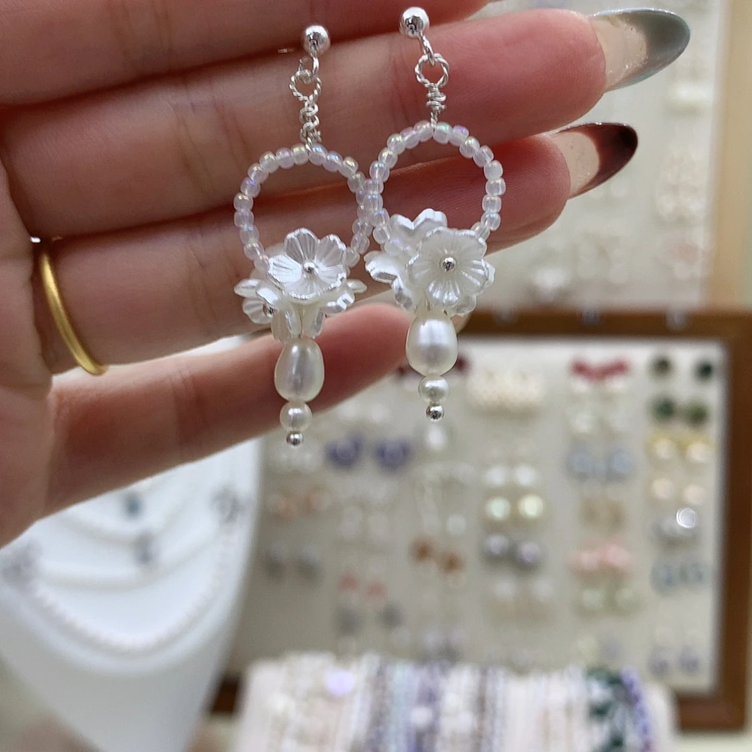 淡水珍珠耳饰银S925镶嵌