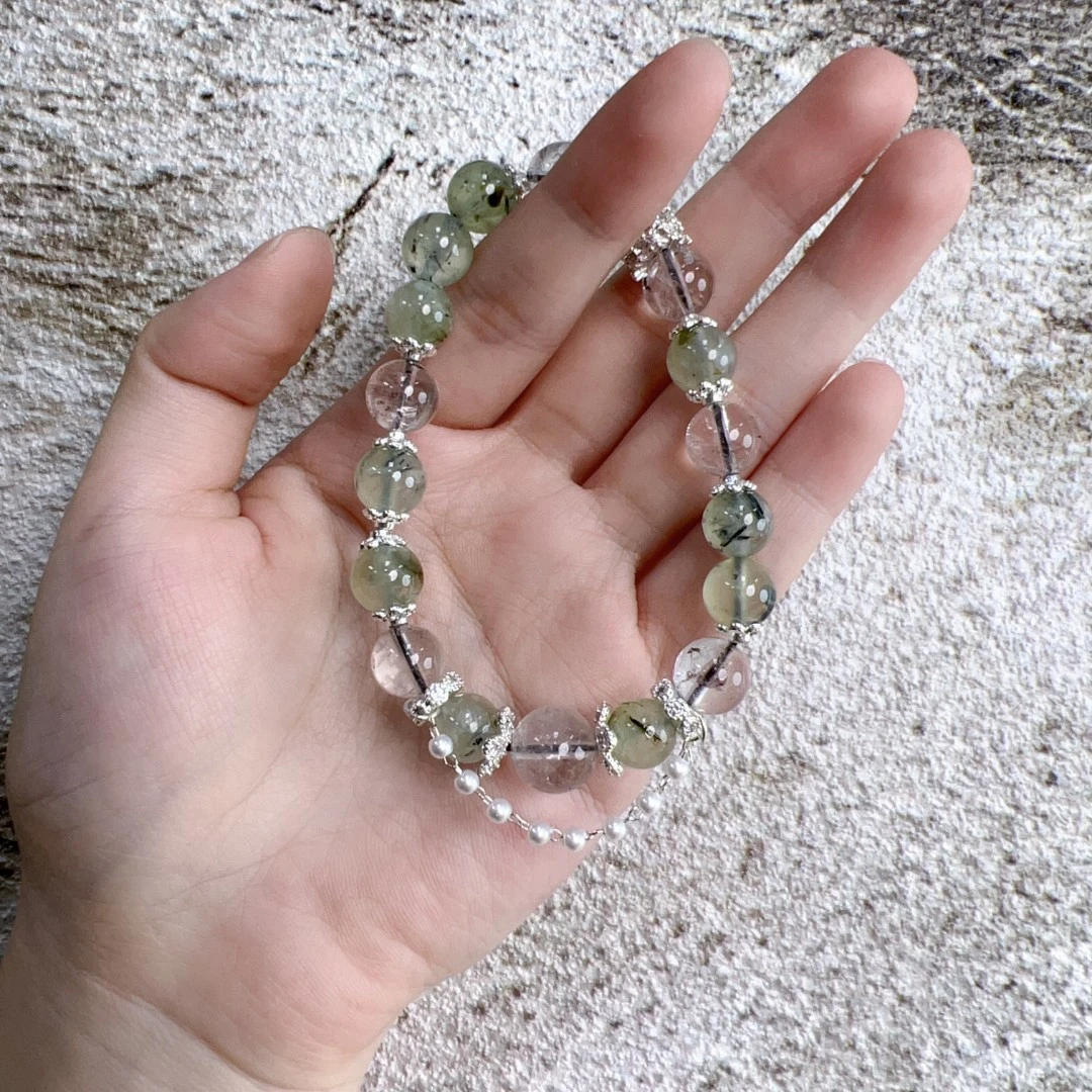 【流光碧】天然绿发晶DIY手串 S50