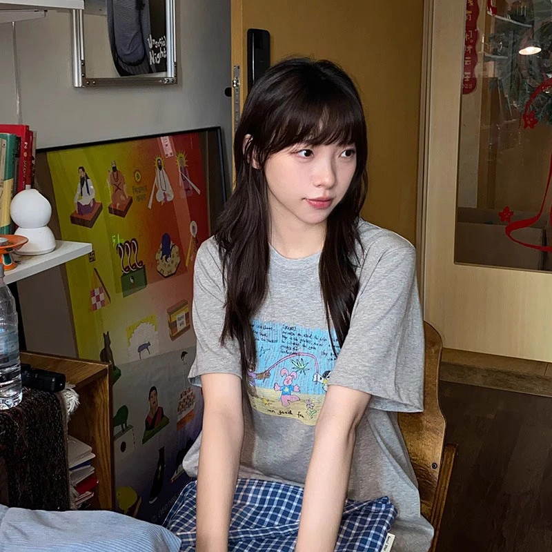 韩版甜美胖MM圆领百搭大码女装短袖上衣夏季2-300斤宽松显瘦T恤衫