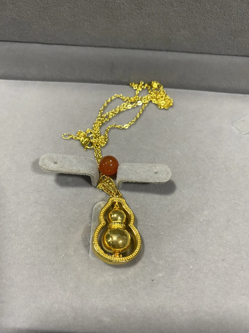 A734阿文专属金色精工葫芦吊坠项链 玛瑙珠 渡金 饰品多样性发货