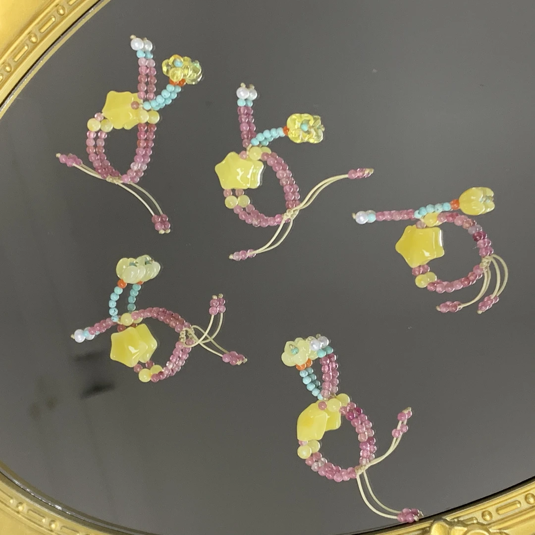 蜜蜡星星戒指 碧玺戒圈可调节B310 多样性发货一件