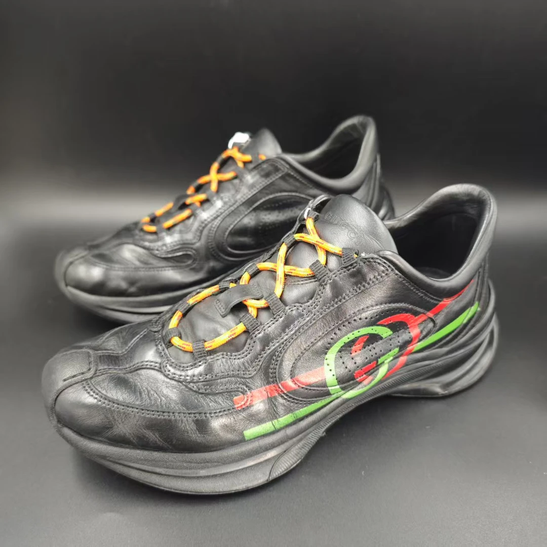 95新 GUCCI/古驰 黑色双G腰带运动鞋 41.5码 cat816