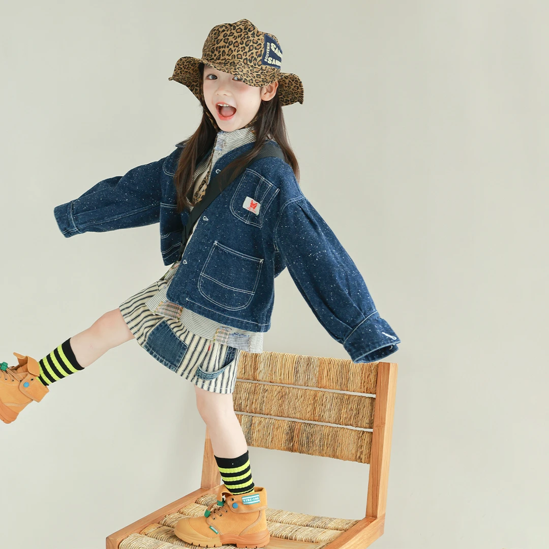 utouto大耳象女童口袋牛仔外套2024秋季新款儿童洋气休闲2401381