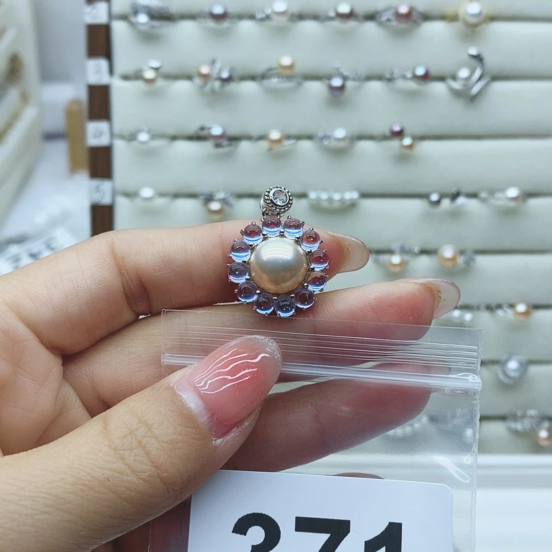 淡水珍珠戒指银S925镶嵌星**足371