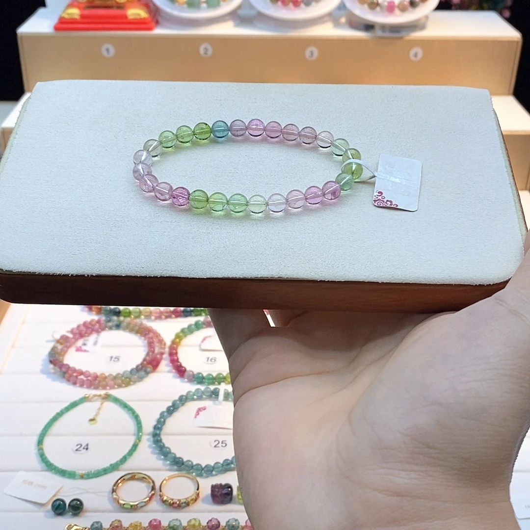 未镶嵌碧玺马卡龙单圈手链