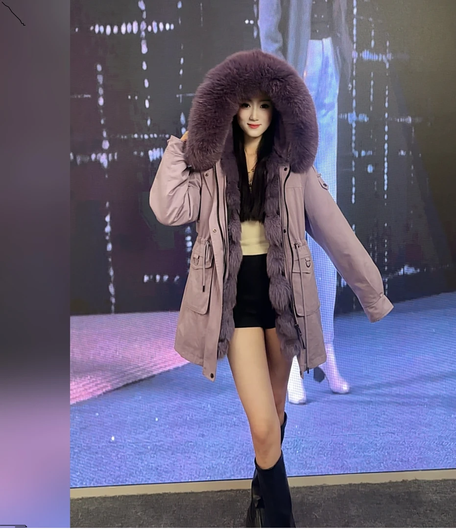 【狐美人三穿毛袖】冬季新款真毛保暖可拆女士时尚外套