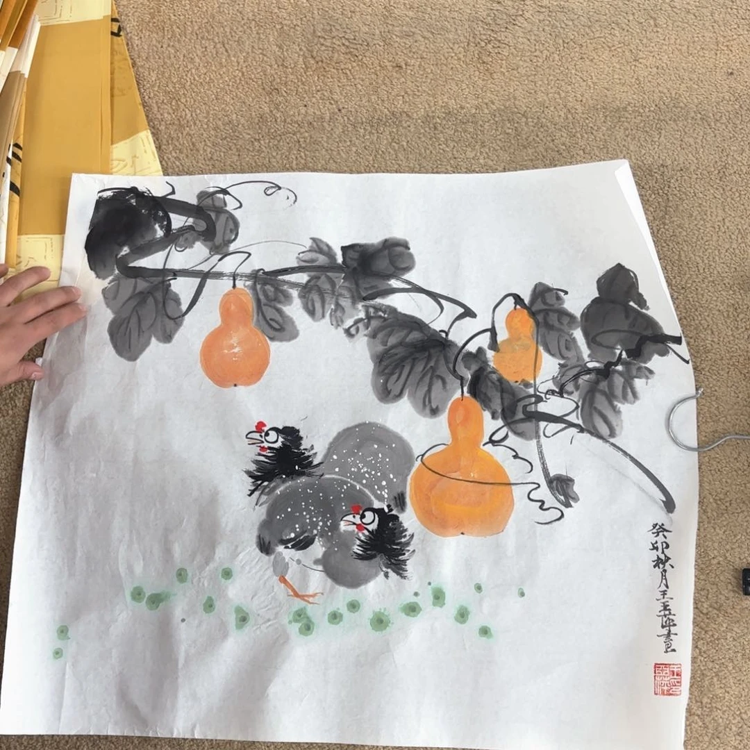 国画王亚萍小品花鸟童