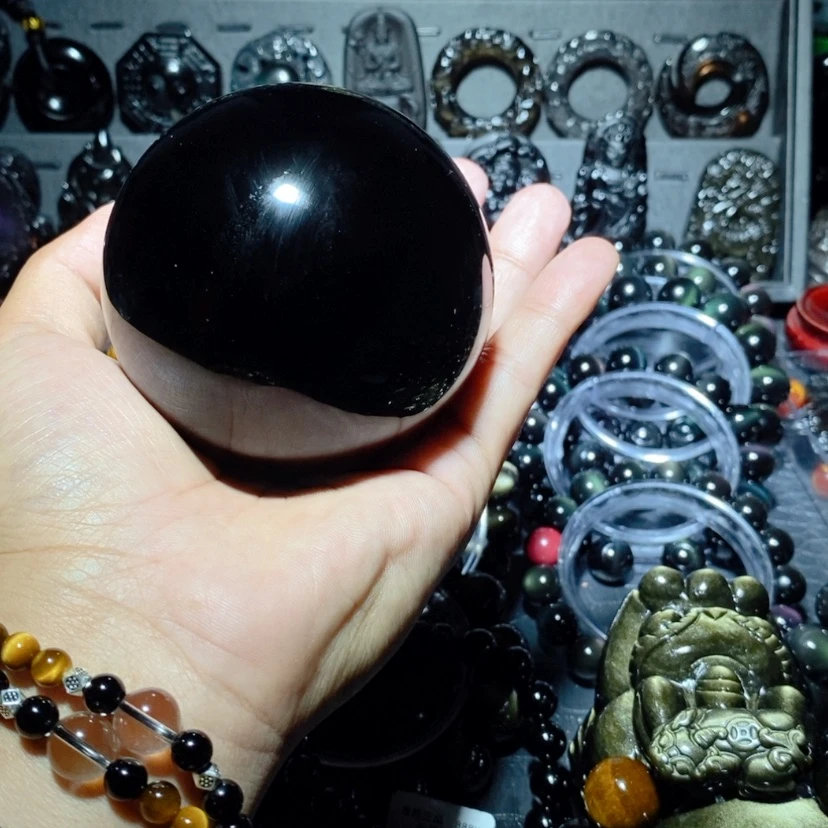 【闪购商品】黑曜岩珠宝奇石未镶嵌乐****腾球
