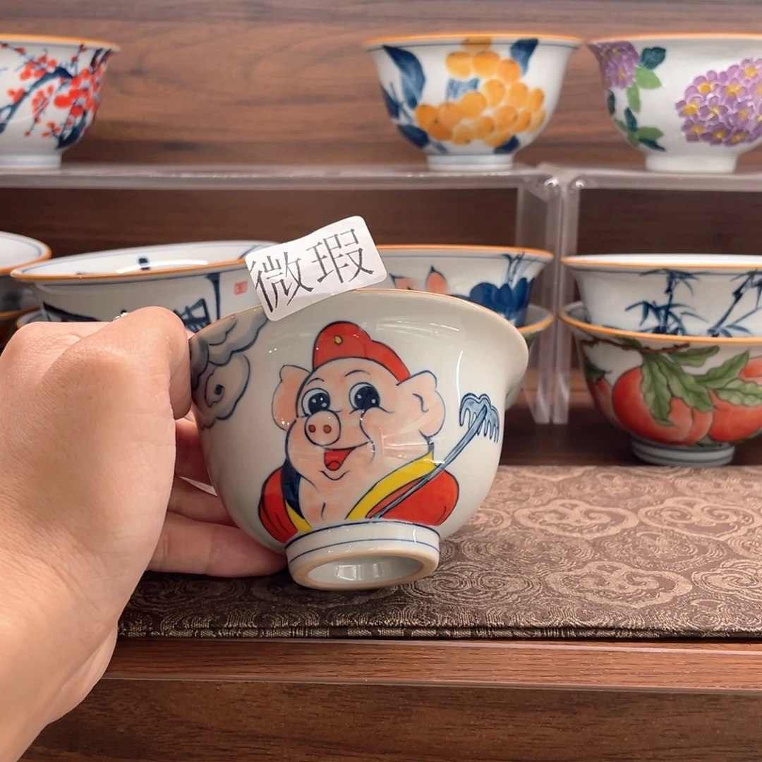 釉下手绘茶具微瑕