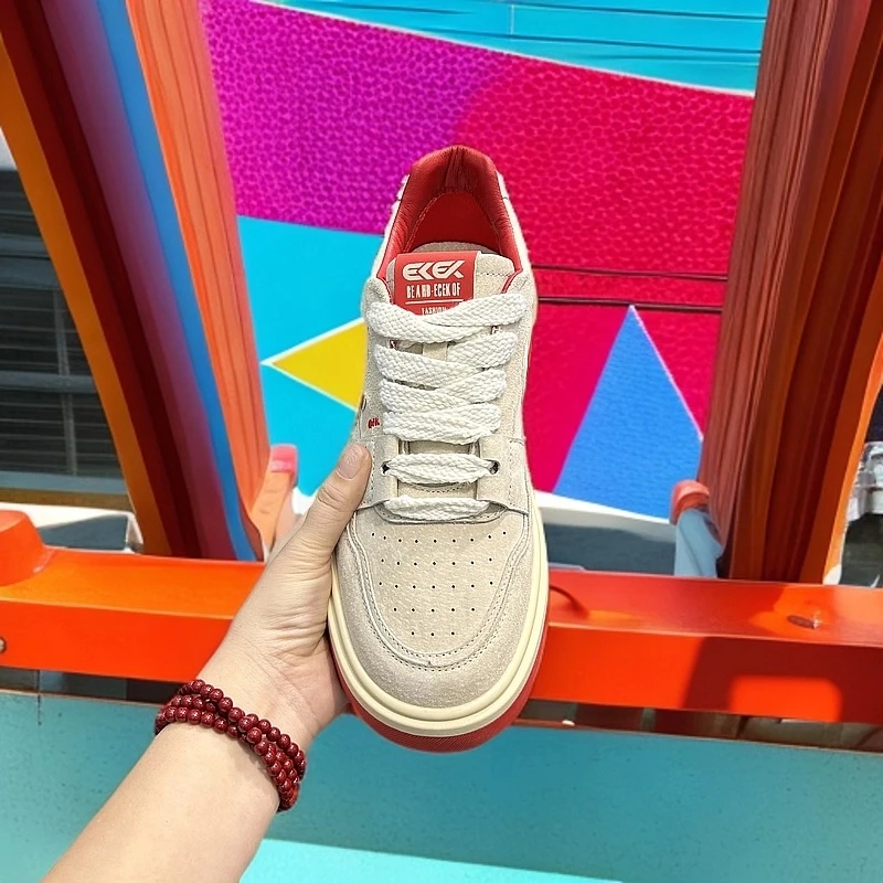 男款单鞋同款2024秋冬季磨砂皮面设计厚底时尚潮流休闲运动鞋宽松