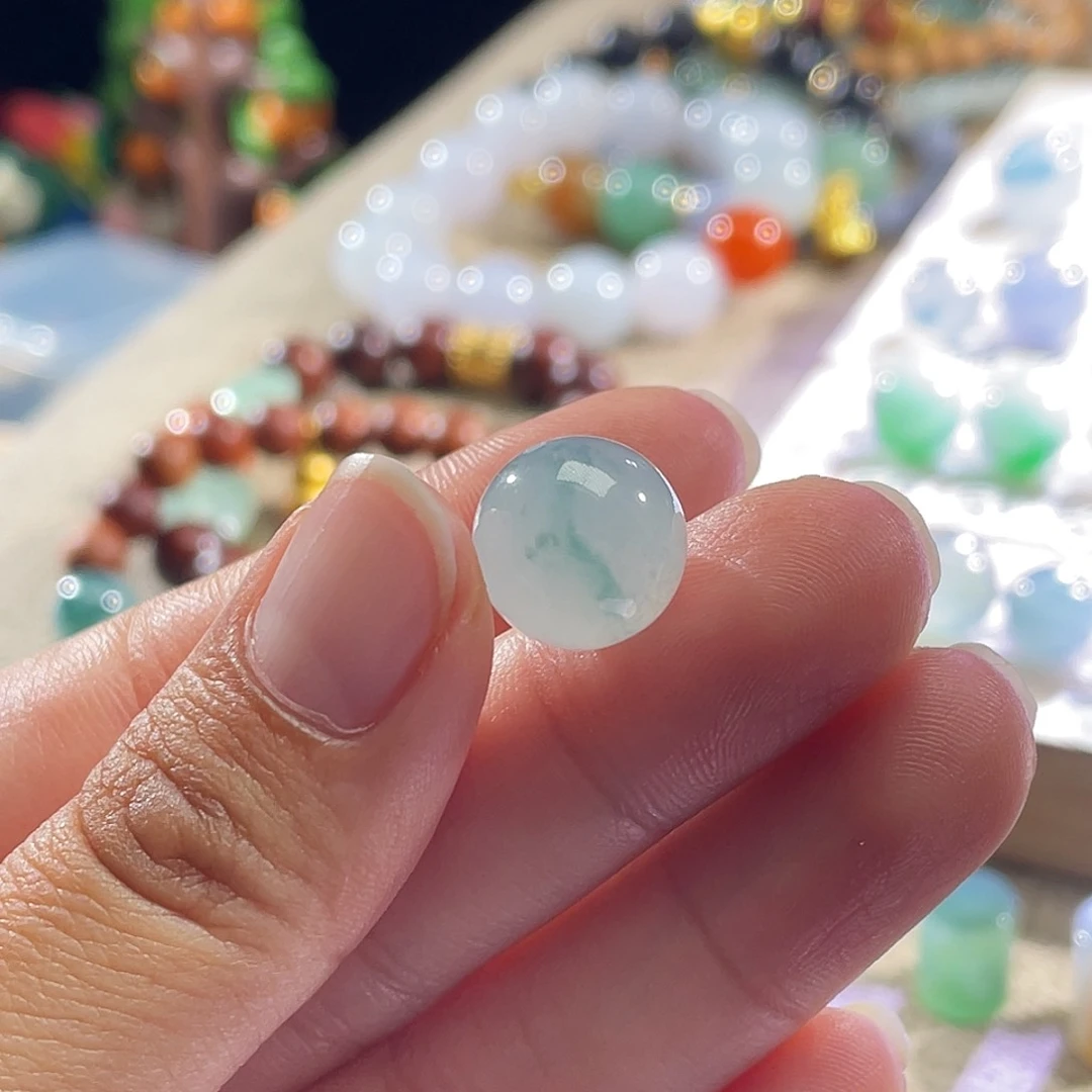 未镶嵌手串翡翠展示勿拍缅甸翡翠a货卡11.8白飘花