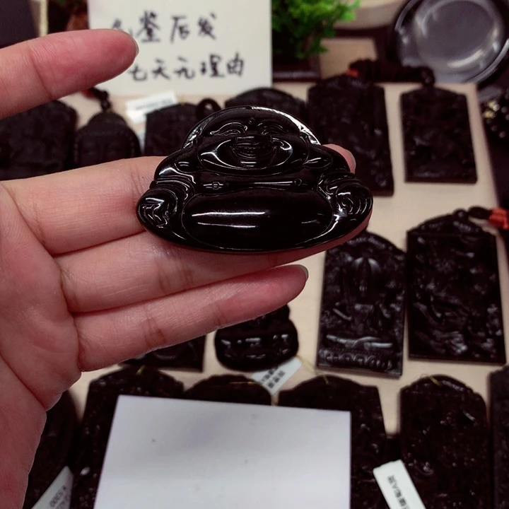 颈饰未镶嵌翡翠天然a货钢琴黑挂件