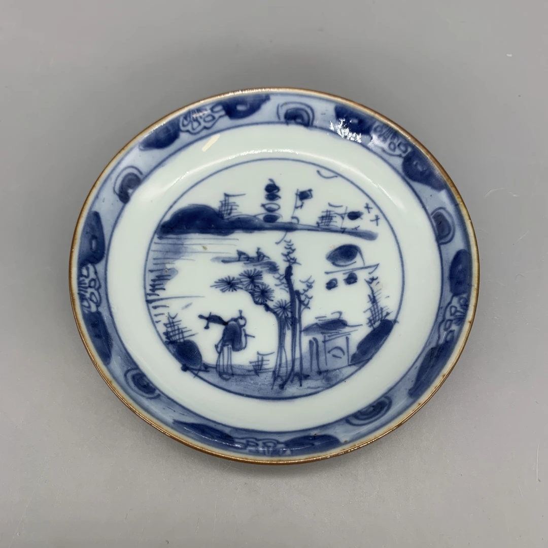 82509028*清康熙青花山水纹碟/瓷器八/江苏省文物总店/J
