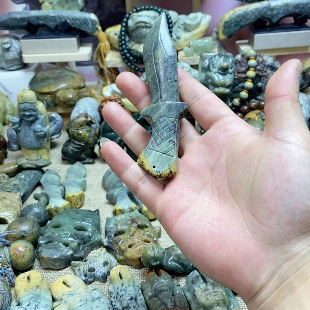 岫岩河磨玉（透闪石质玉）手把未镶嵌用****6