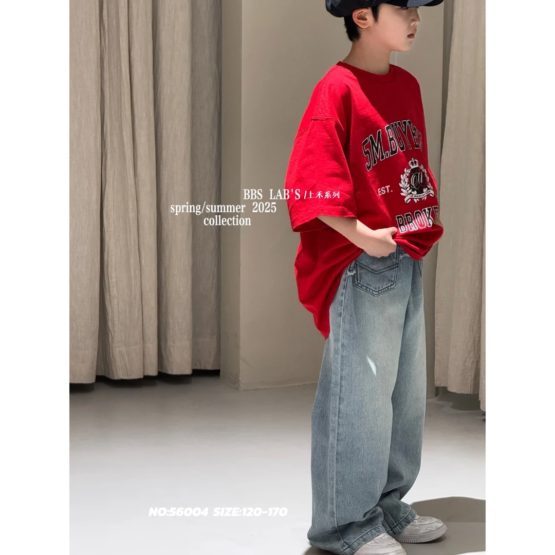 56004新款儿童蓝色牛仔裤