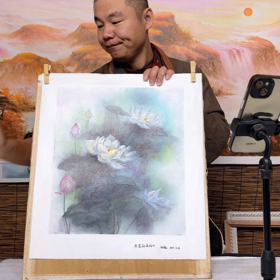 油画行路人小院绘画作品竞拍