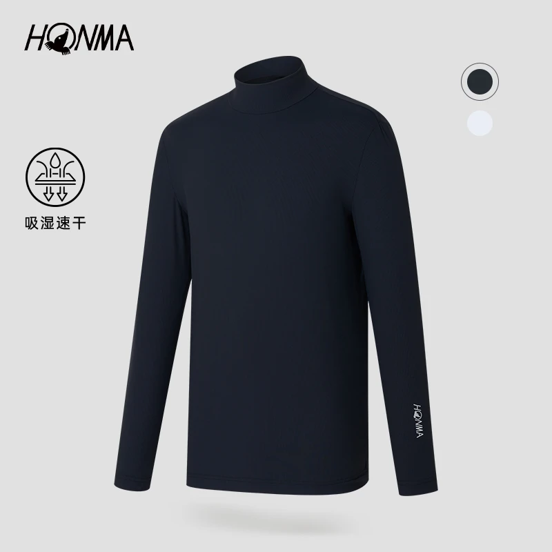 【专业高尔夫】HONMA男士打底衫半高领排汗防晒长袖HMJQ704R999
