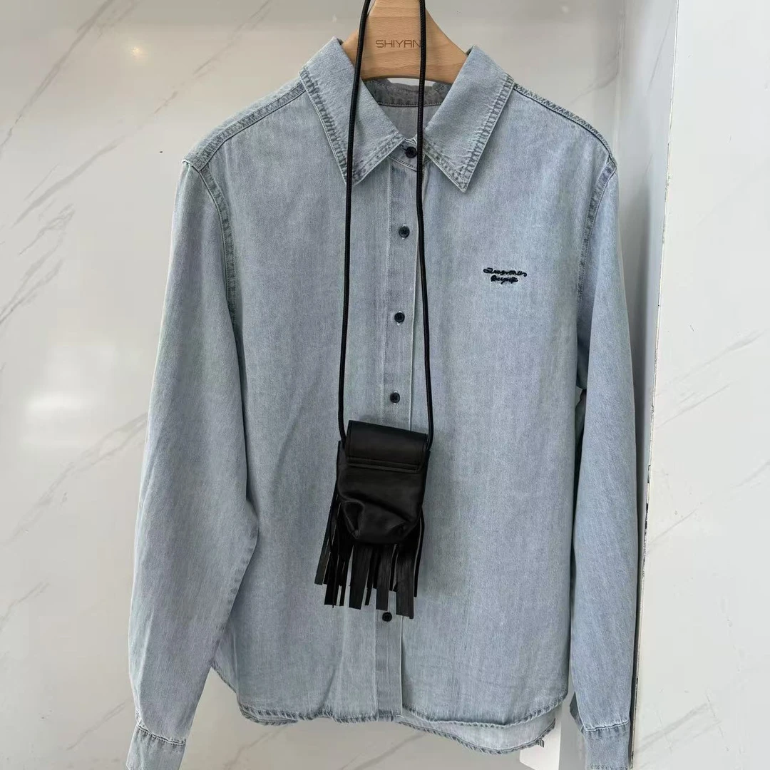 牛仔衬衫【春款】新款百搭常规款女装外套女士时尚长袖宽松型9533