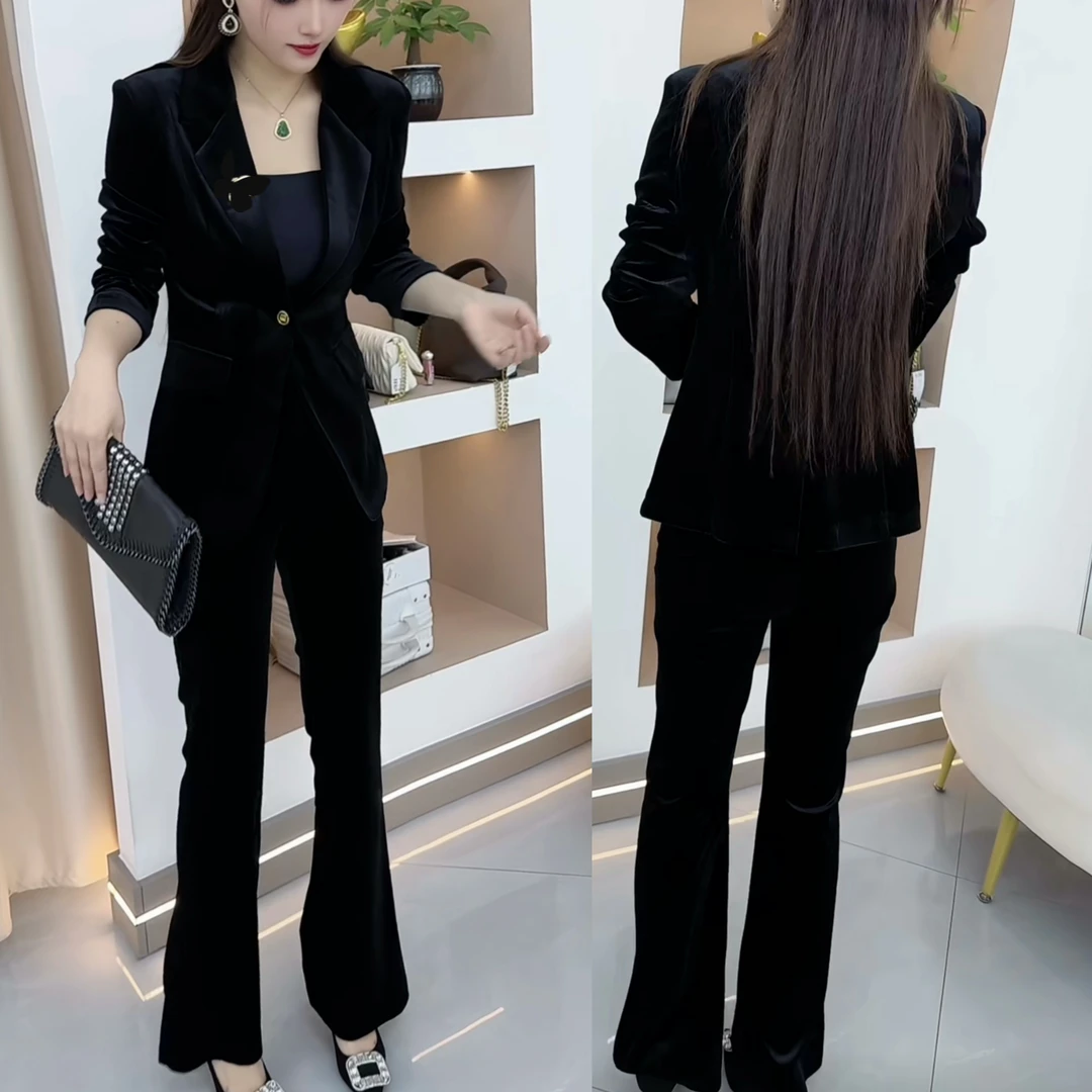 时尚套装女2025春季新品洋气西服外套搭配裤子两件套女845555