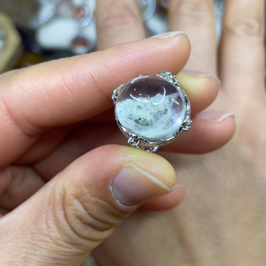 【闪购商品】银S925镶嵌珠宝半成品水晶戒指