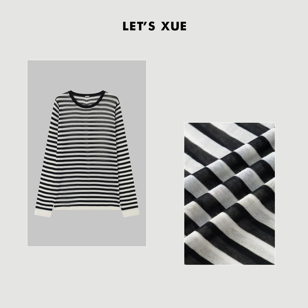 2.24上新 XUE【东京的猫】2025早春新款 条纹休闲慵懒风T恤女