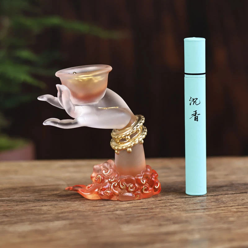 【陶珊居】金红渐变贴金宝钵手琉璃（琉璃S0350）