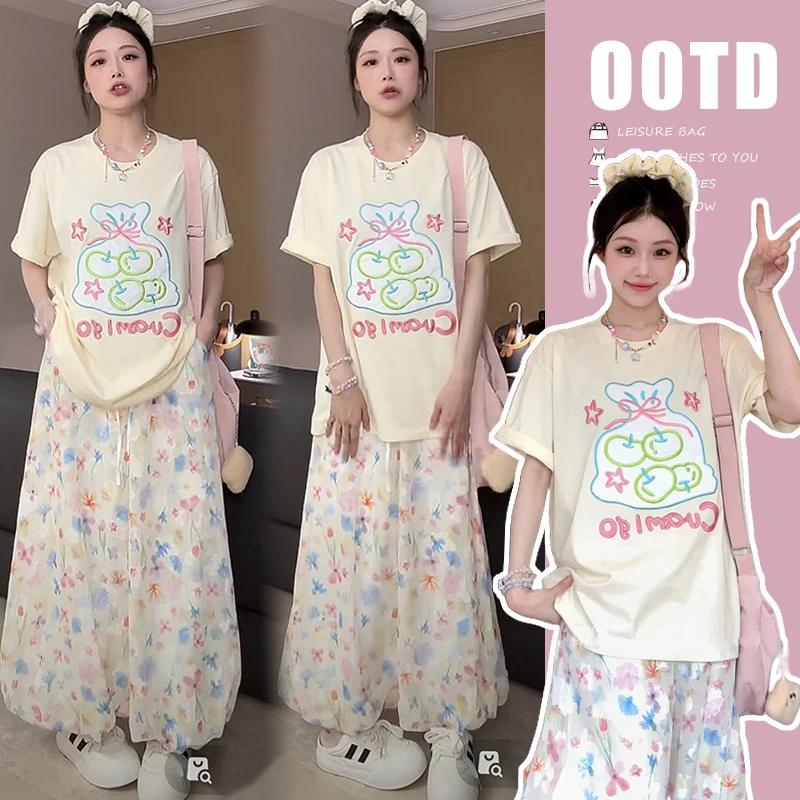 孕妇装2025春夏季新款宽松显瘦上衣百搭温柔甜美花苞孕妇裤裙套装
