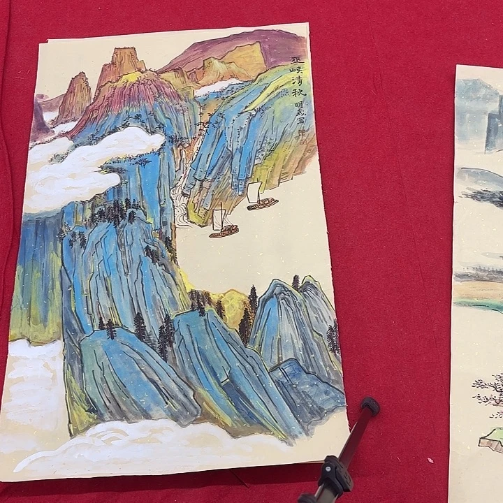 国画花鸟等图案为一体