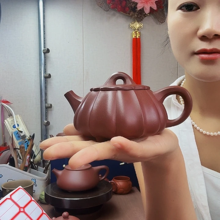 茶壶紫砂子冶石瓢半手，220毫升处理，底槽清
