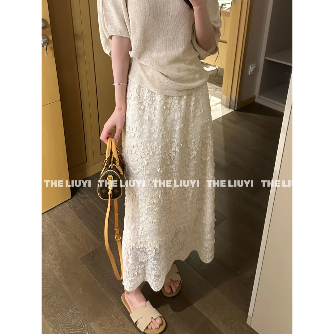 【LIUYI】繁花~重工提花亮片显瘦半身长裙56187