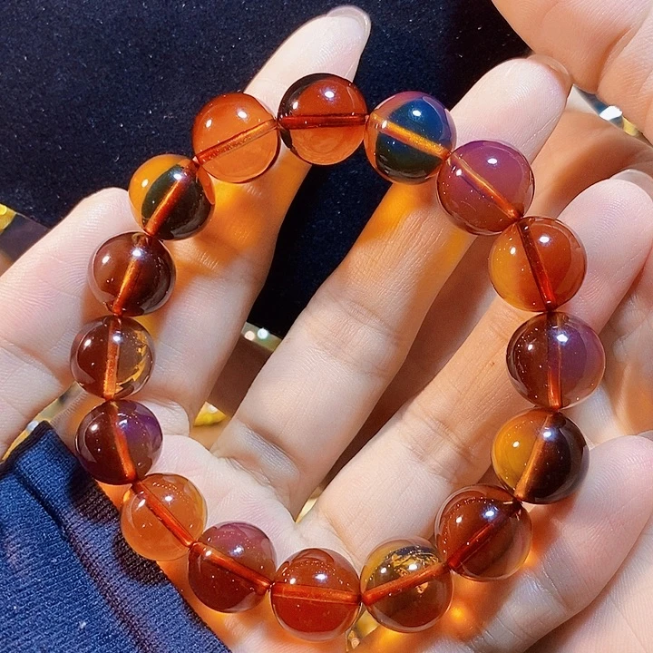 蓝珀未镶嵌珠宝奇石墨西哥红蓝手串11