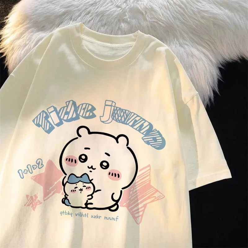 吉伊卡哇可爱印花女童纯棉短袖t恤夏季新款学院风百搭上衣中大童