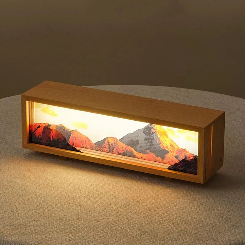 文创日照金山拍拍礼品小夜灯创意氛围灯3D小夜灯现代桌面床头灯摆