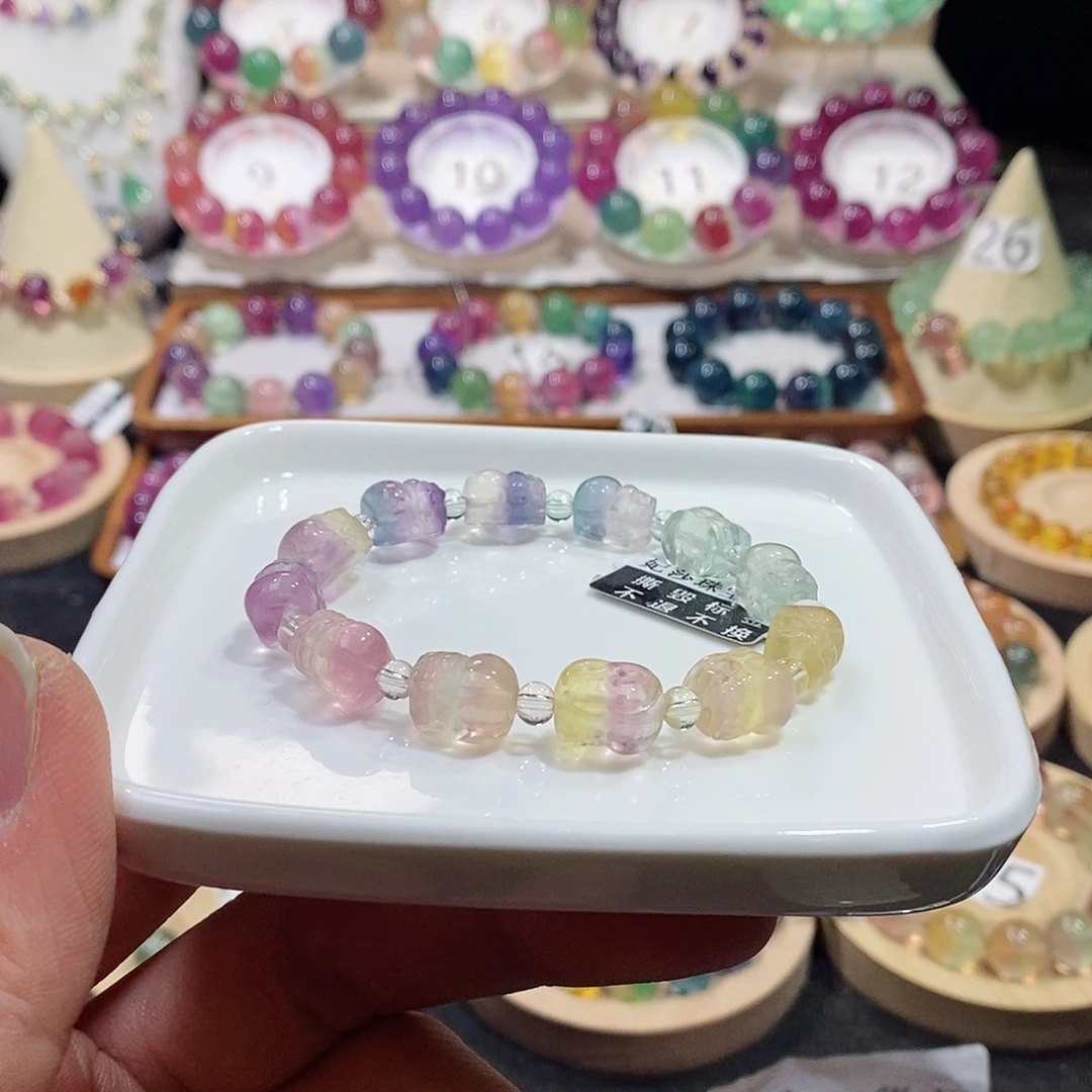 萤石手链未镶嵌马卡龙迷你貔貅