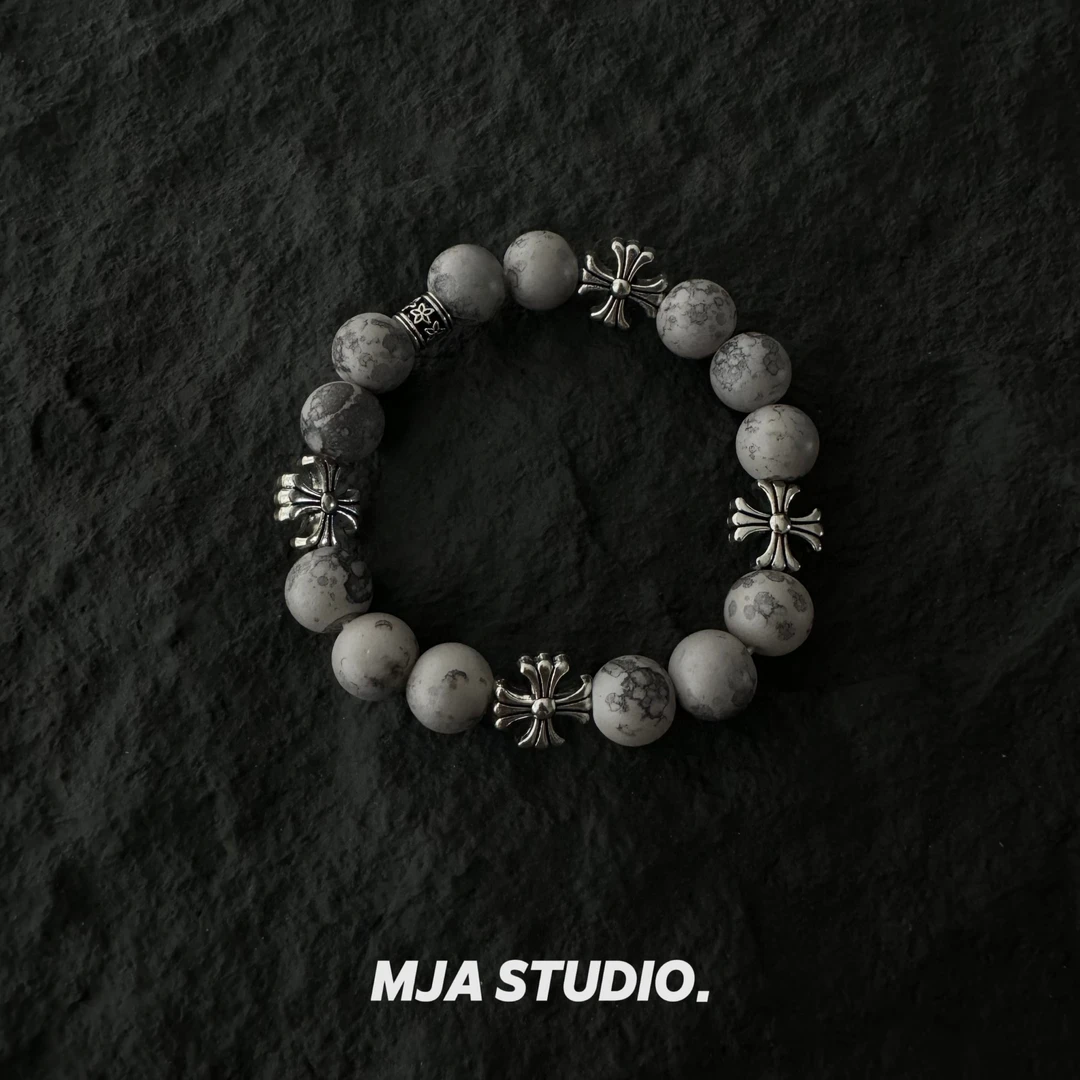 合金琉璃手链 十字花原创设计男款情侣百搭小众设计高级感嘻哈街