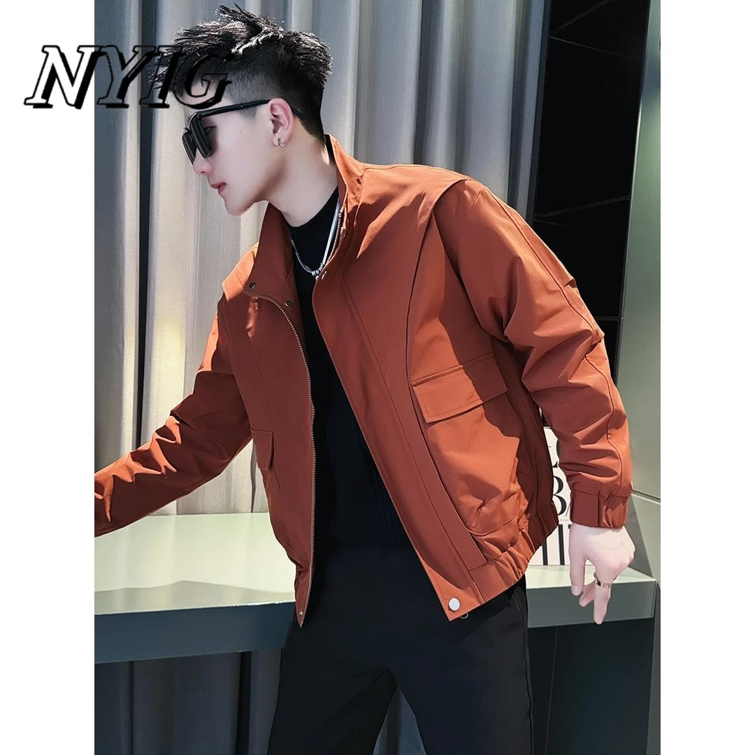 NYIG痞帅炸街外套男士修身潮流上衣2025新款春季百搭工装夹克男装