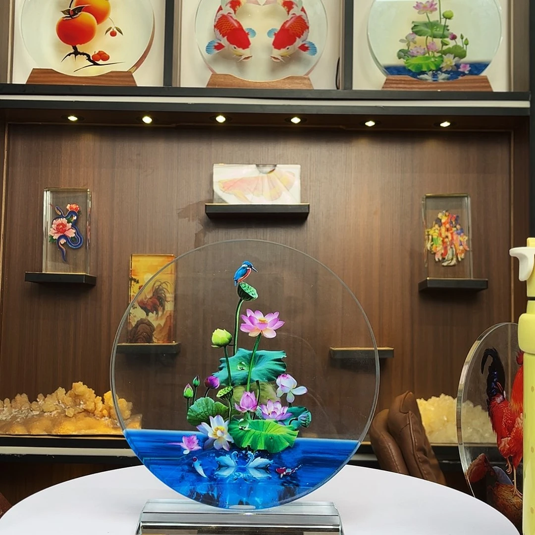 薄***香人造水晶圆形荷花