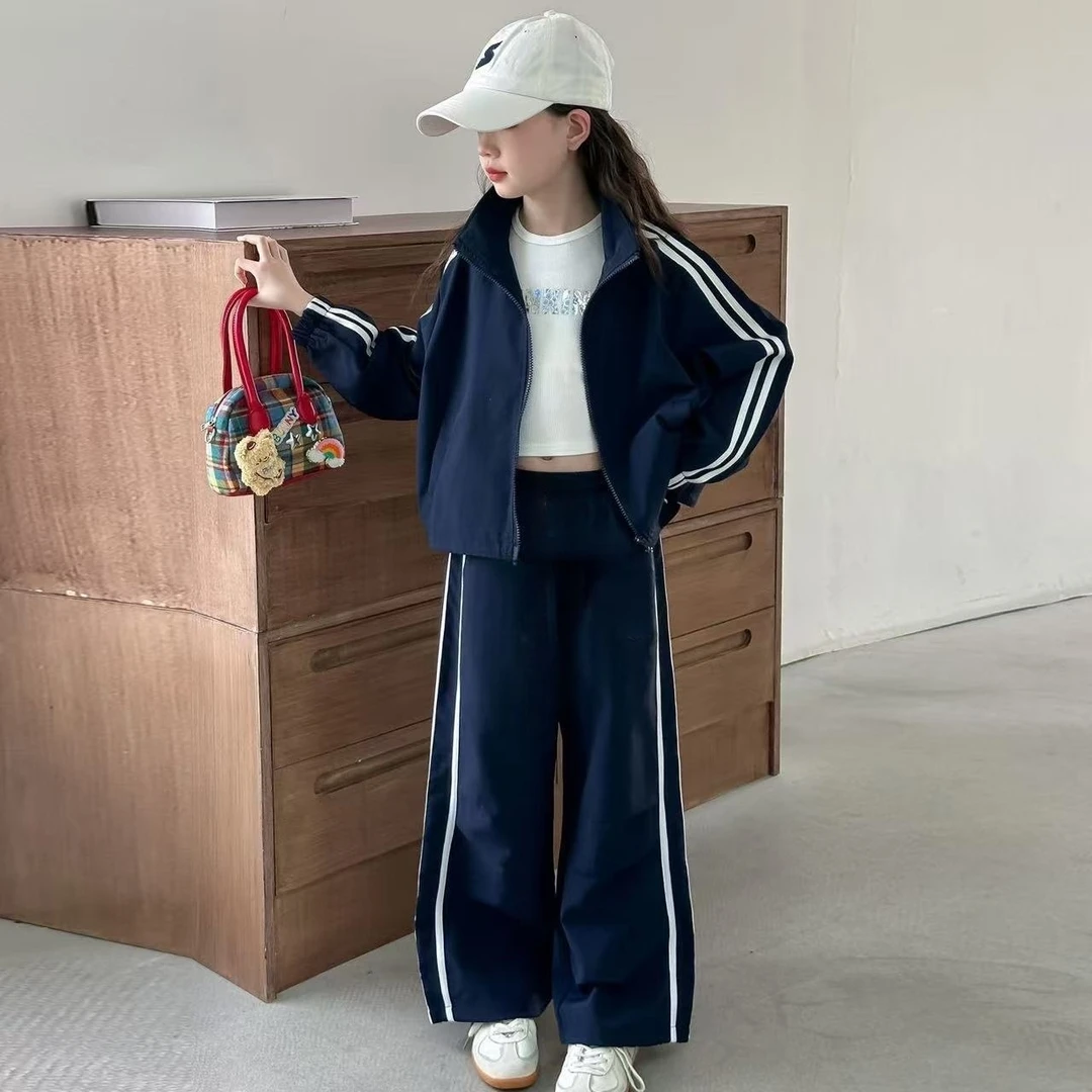 女童套装2025新款儿童洋气时髦外套运动中大童春秋休闲外穿两件套