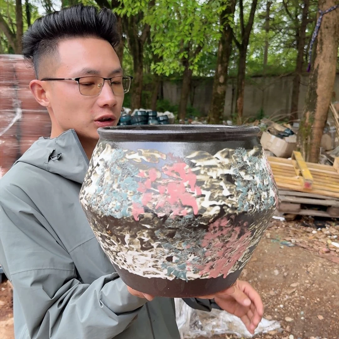 紫砂花盆口23高23（一个水上漂姹寂