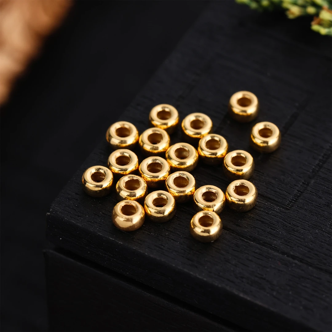 【来福工厂】18k金光面车轮珠气泡珠海棠圈计时器万向轴DIY配件
