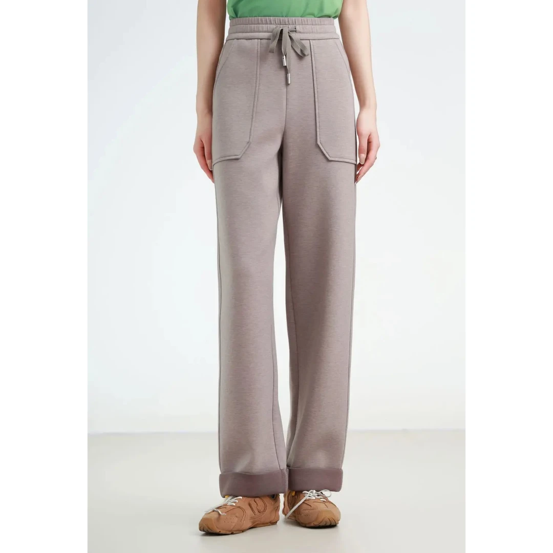 阿玛施【官方正品】新款巴恩风松紧腰时尚垂感舒适直筒裤子510015